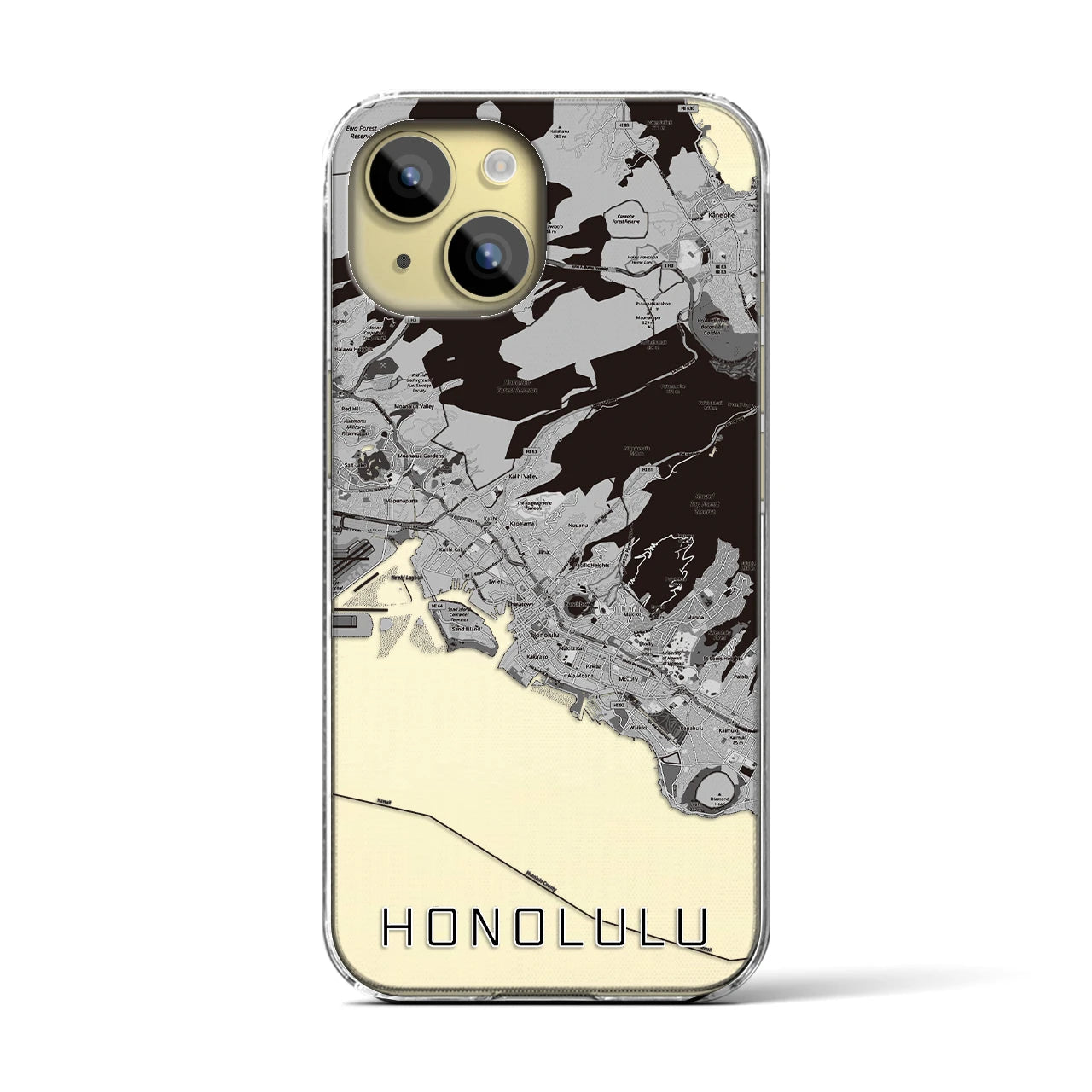 【ホノルル(アメリカ)】地図柄iPhoneケース(クリアタイプ)