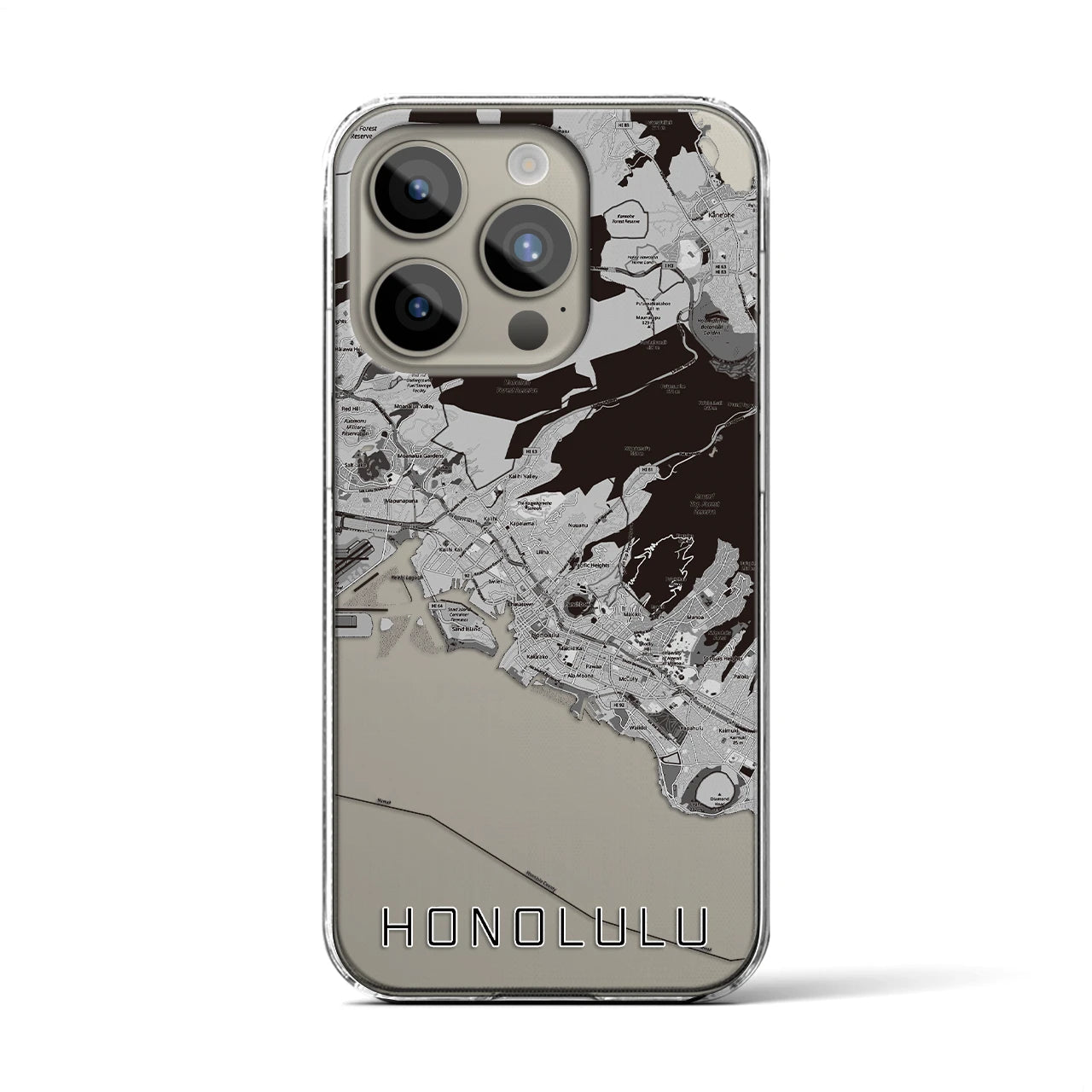 【ホノルル(アメリカ)】地図柄iPhoneケース(クリアタイプ)