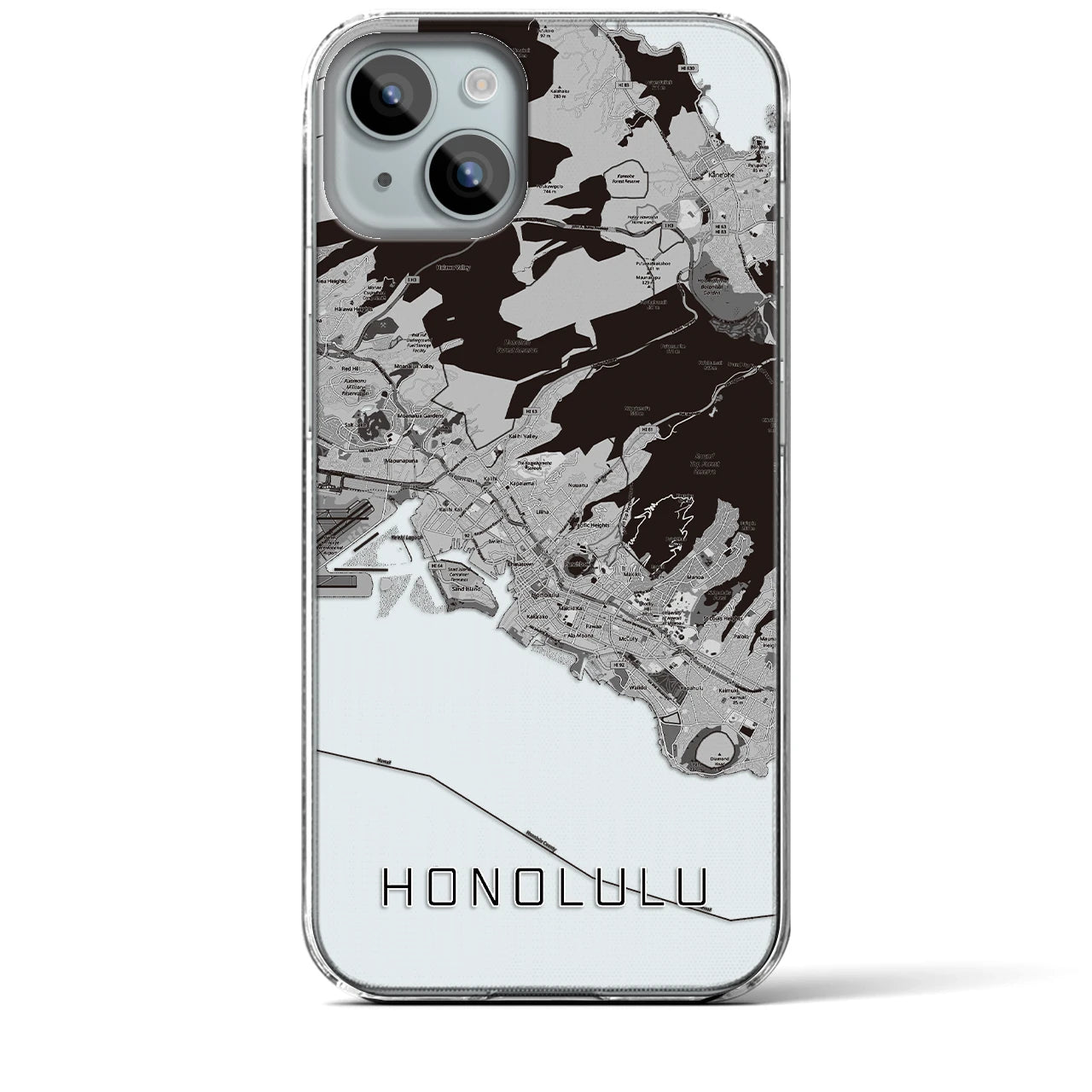 【ホノルル(アメリカ)】地図柄iPhoneケース(クリアタイプ)