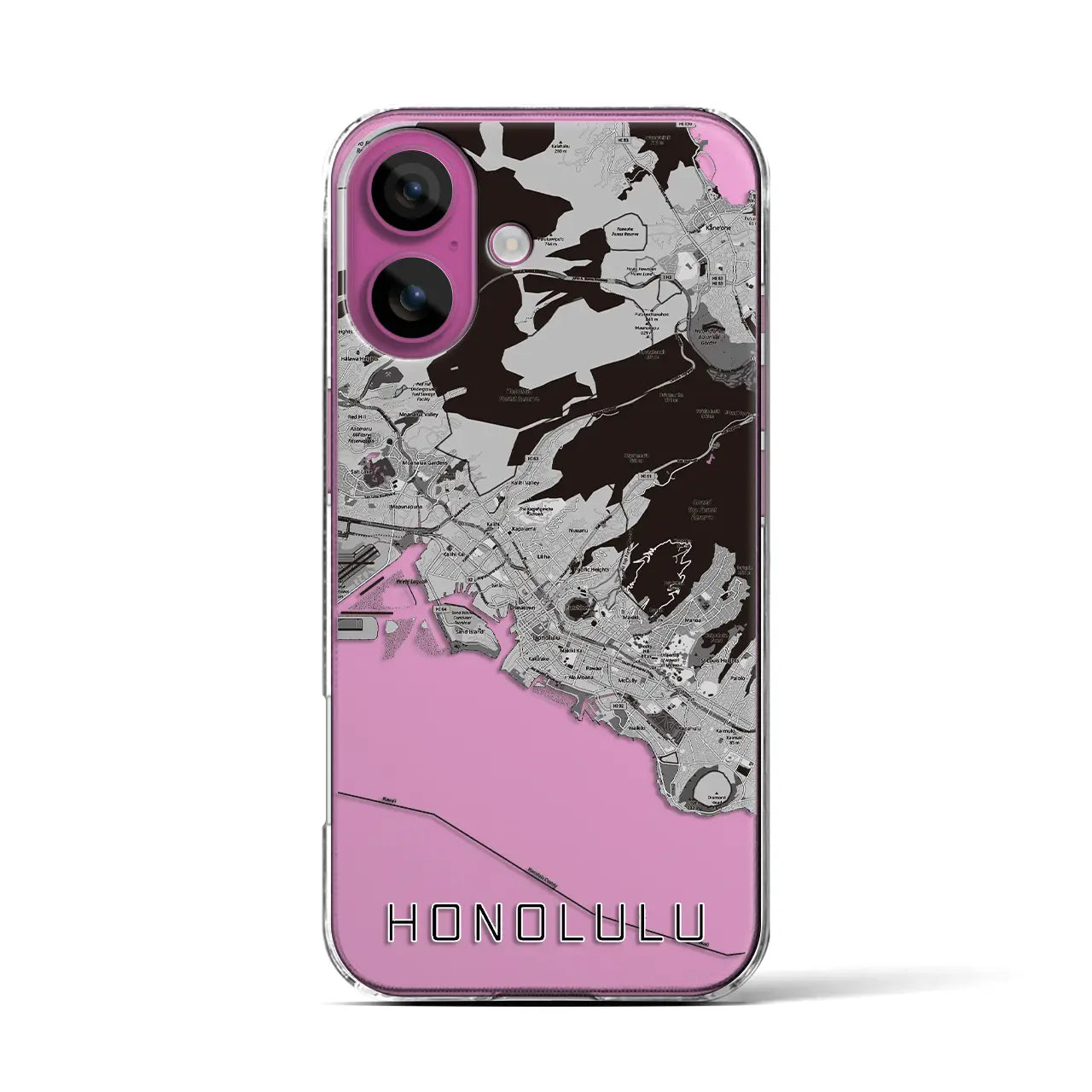 【ホノルル(アメリカ)】地図柄iPhoneケース(クリアタイプ)