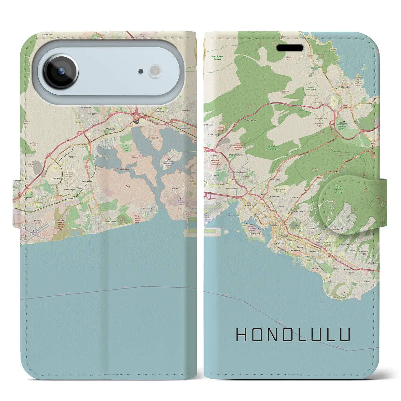 【ホノルル(アメリカ)】地図柄iPhoneケース(手帳タイプ)