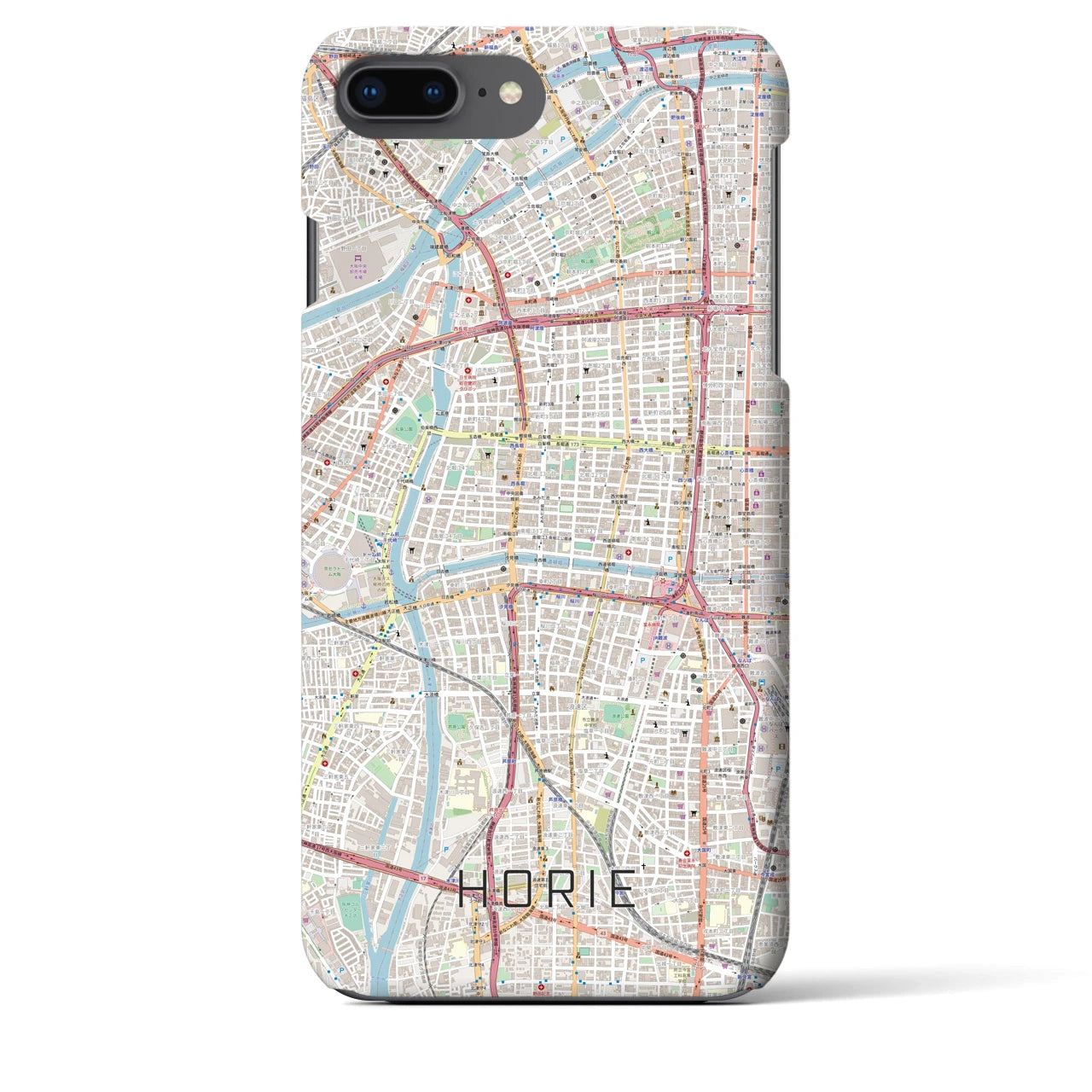 【堀江(大阪府)】地図柄iPhoneケース(バックカバータイプ)