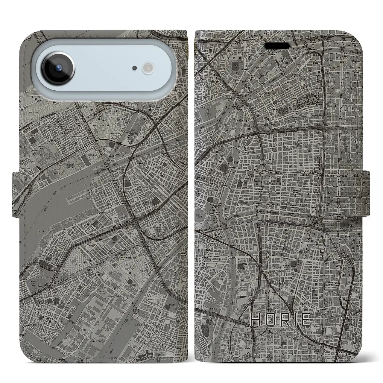 【堀江(大阪府)】地図柄iPhoneケース(手帳タイプ)