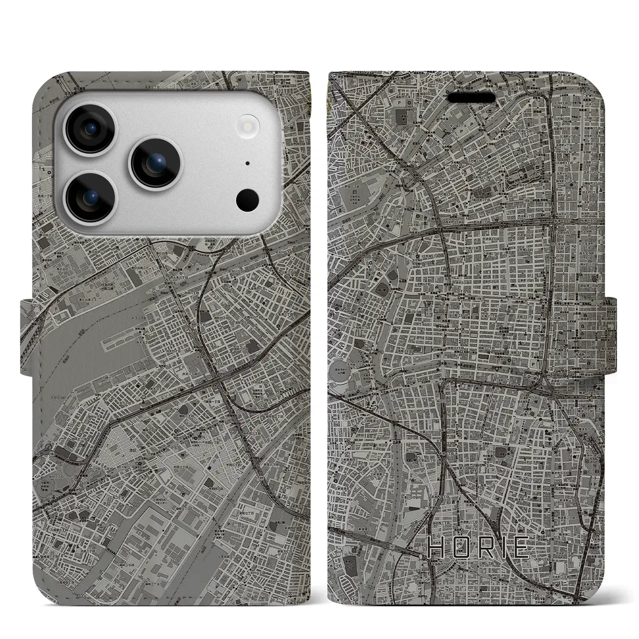 【堀江(大阪府)】地図柄iPhoneケース(手帳タイプ)