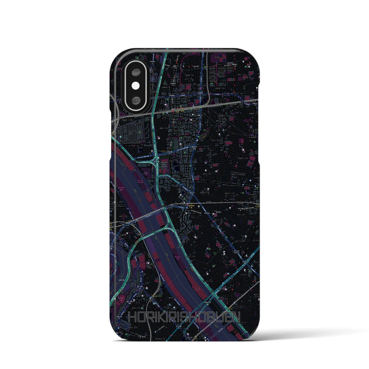 【堀切菖蒲園(東京都)】地図柄iPhoneケース(バックカバータイプ)