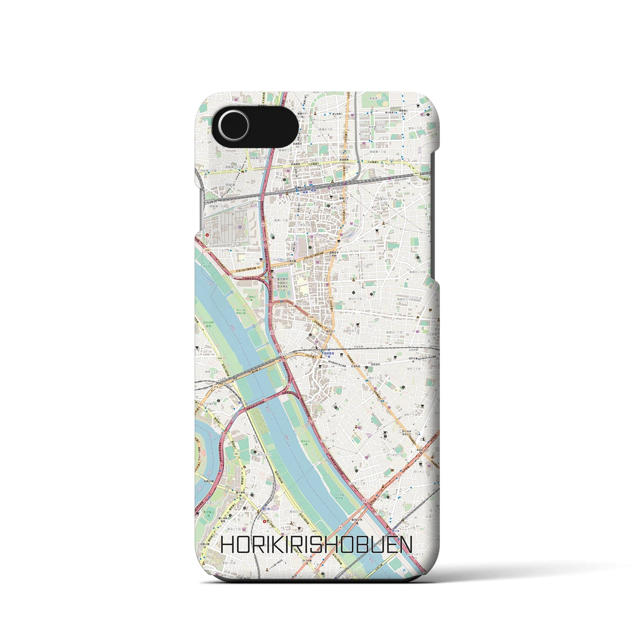 【堀切菖蒲園(東京都)】地図柄iPhoneケース(バックカバータイプ)