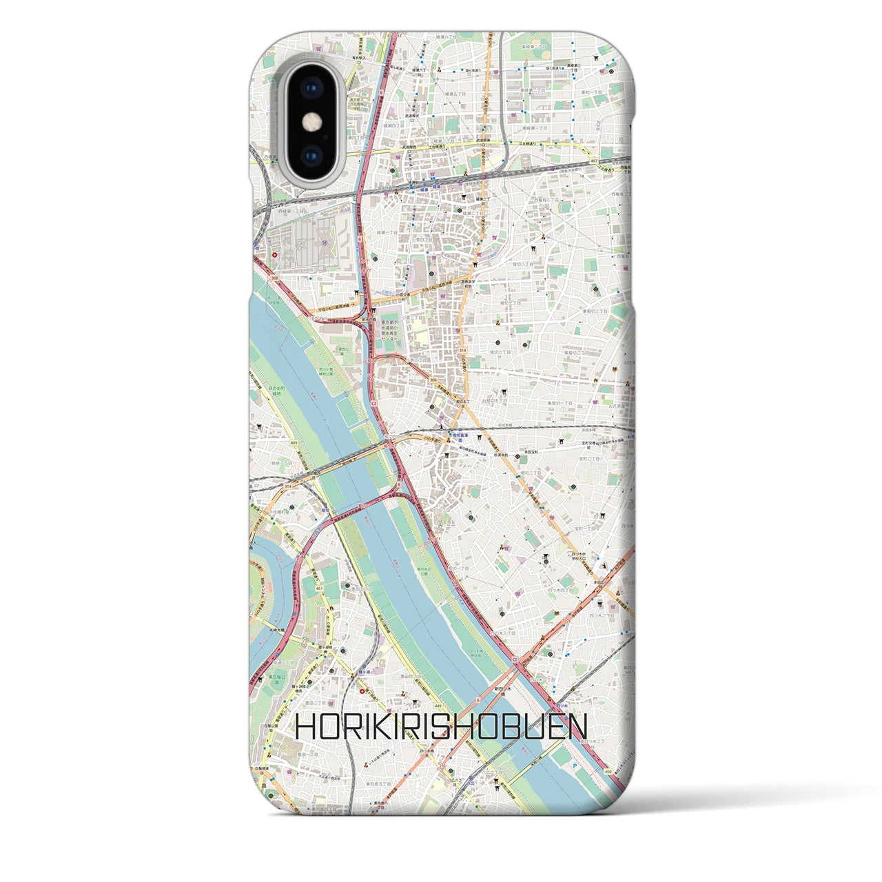 【堀切菖蒲園(東京都)】地図柄iPhoneケース(バックカバータイプ)