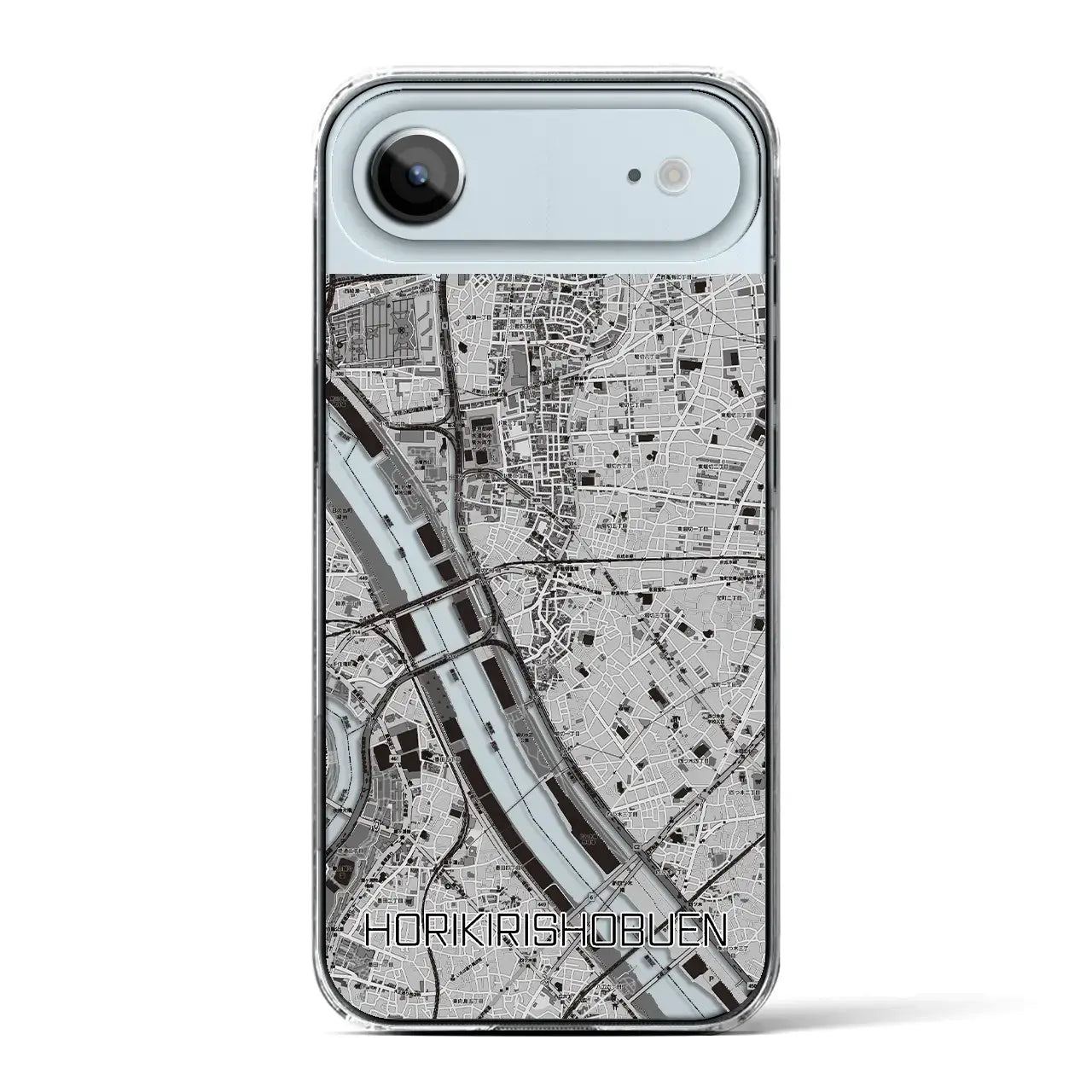 【堀切菖蒲園(東京都)】地図柄iPhoneケース(クリアタイプ)モノトーン・iPhone 17 Pro Max 用