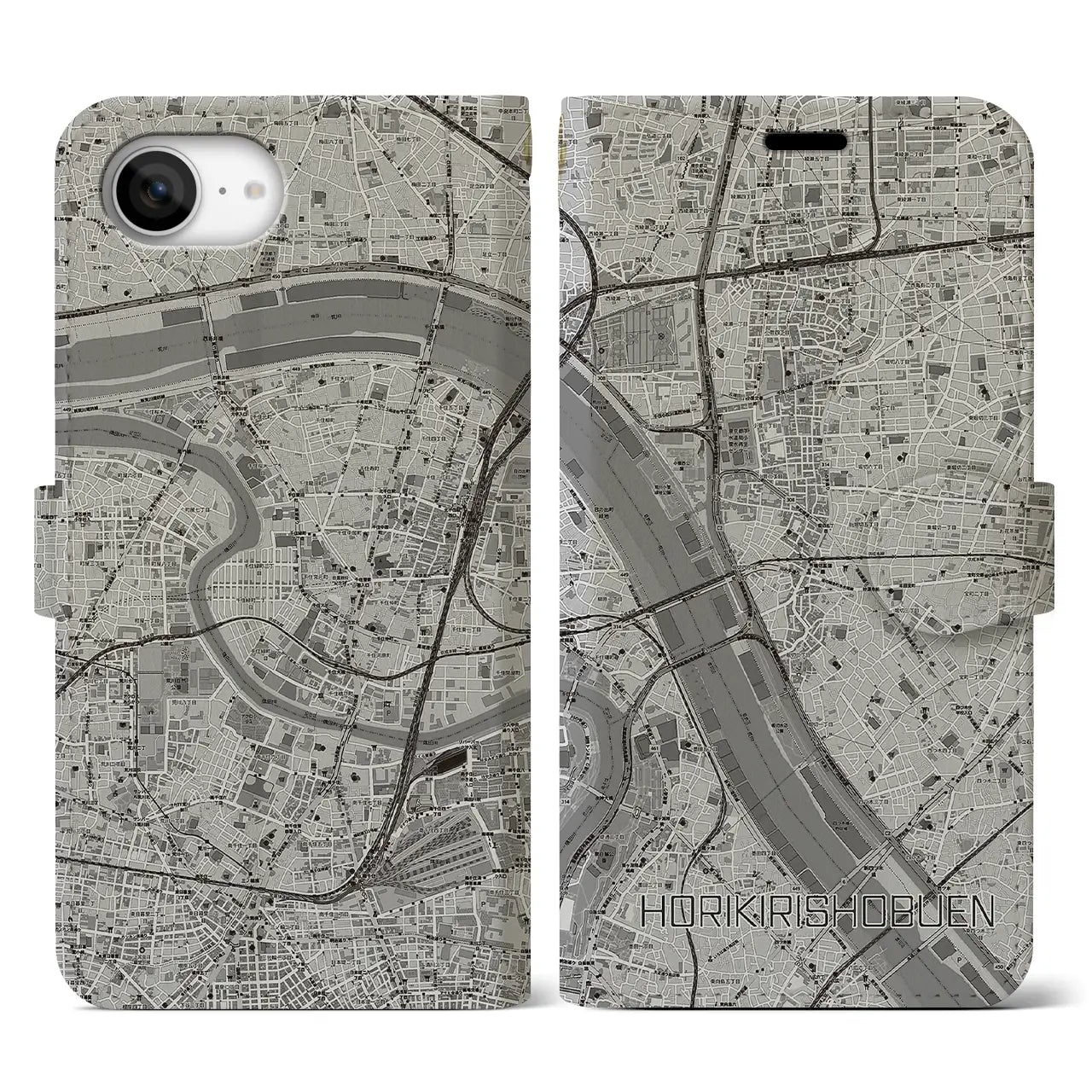 【堀切菖蒲園(東京都)】地図柄iPhoneケース(手帳タイプ)