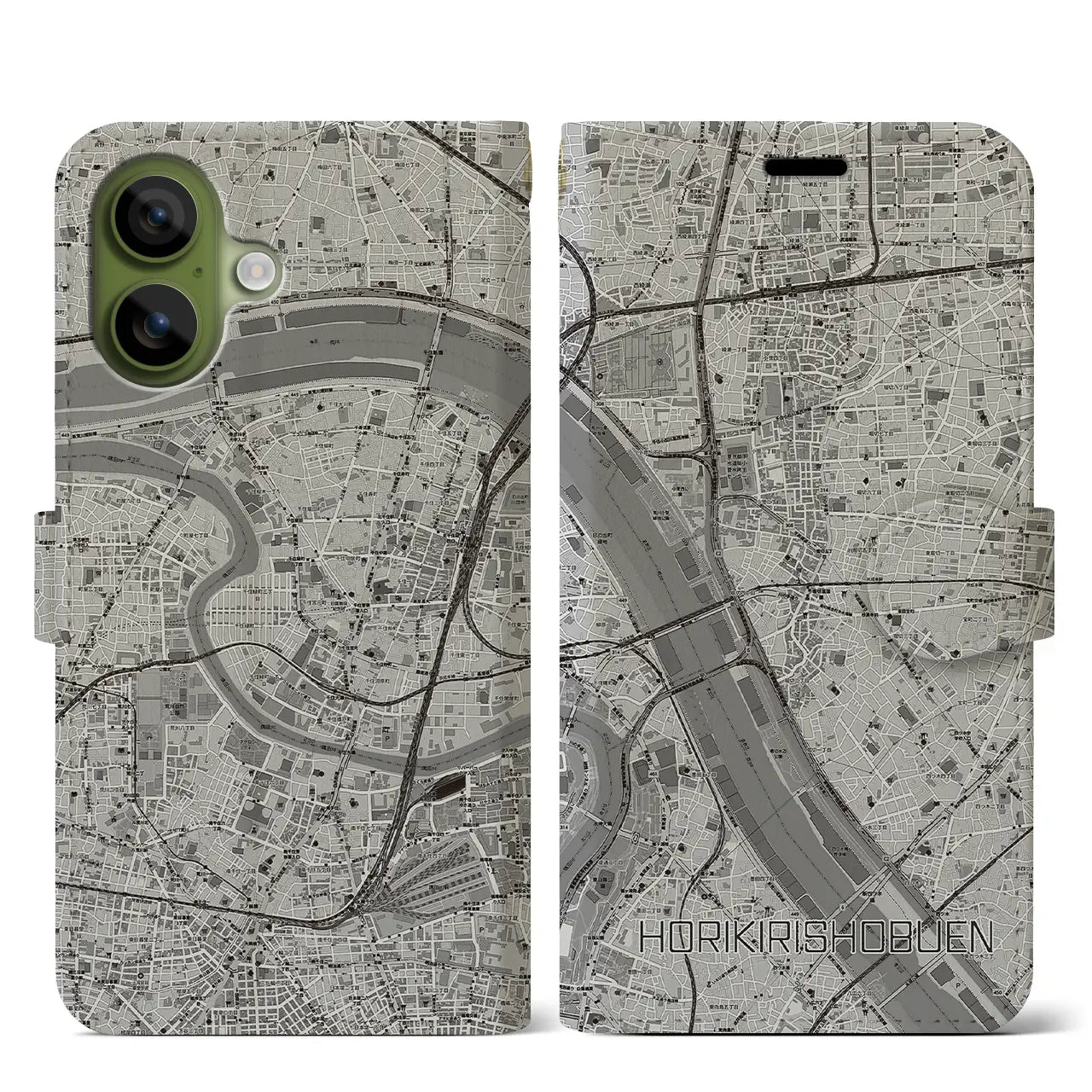 【堀切菖蒲園(東京都)】地図柄iPhoneケース(手帳タイプ)