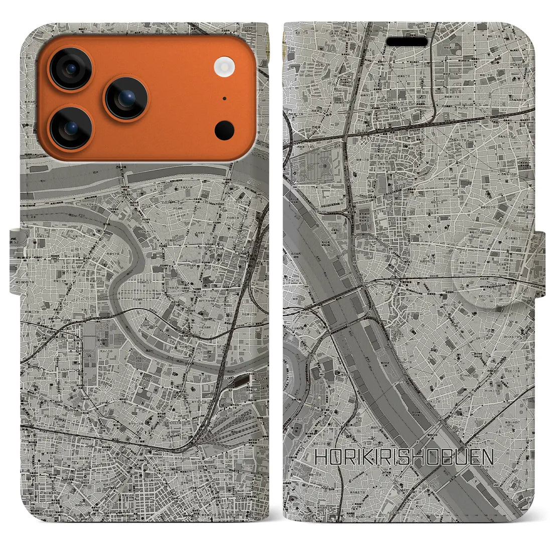 【堀切菖蒲園(東京都)】地図柄iPhoneケース(手帳タイプ)