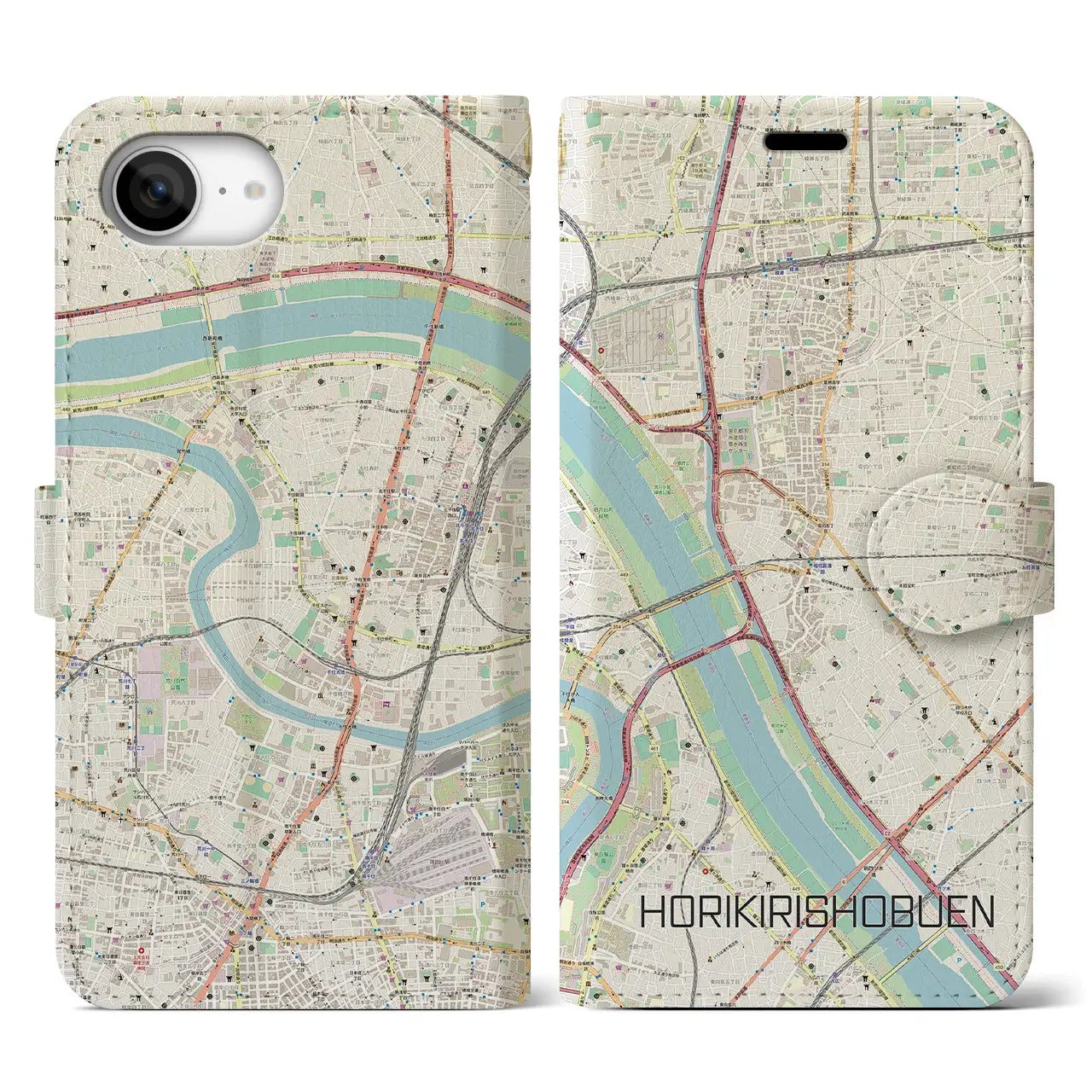 【堀切菖蒲園(東京都)】地図柄iPhoneケース(手帳タイプ)