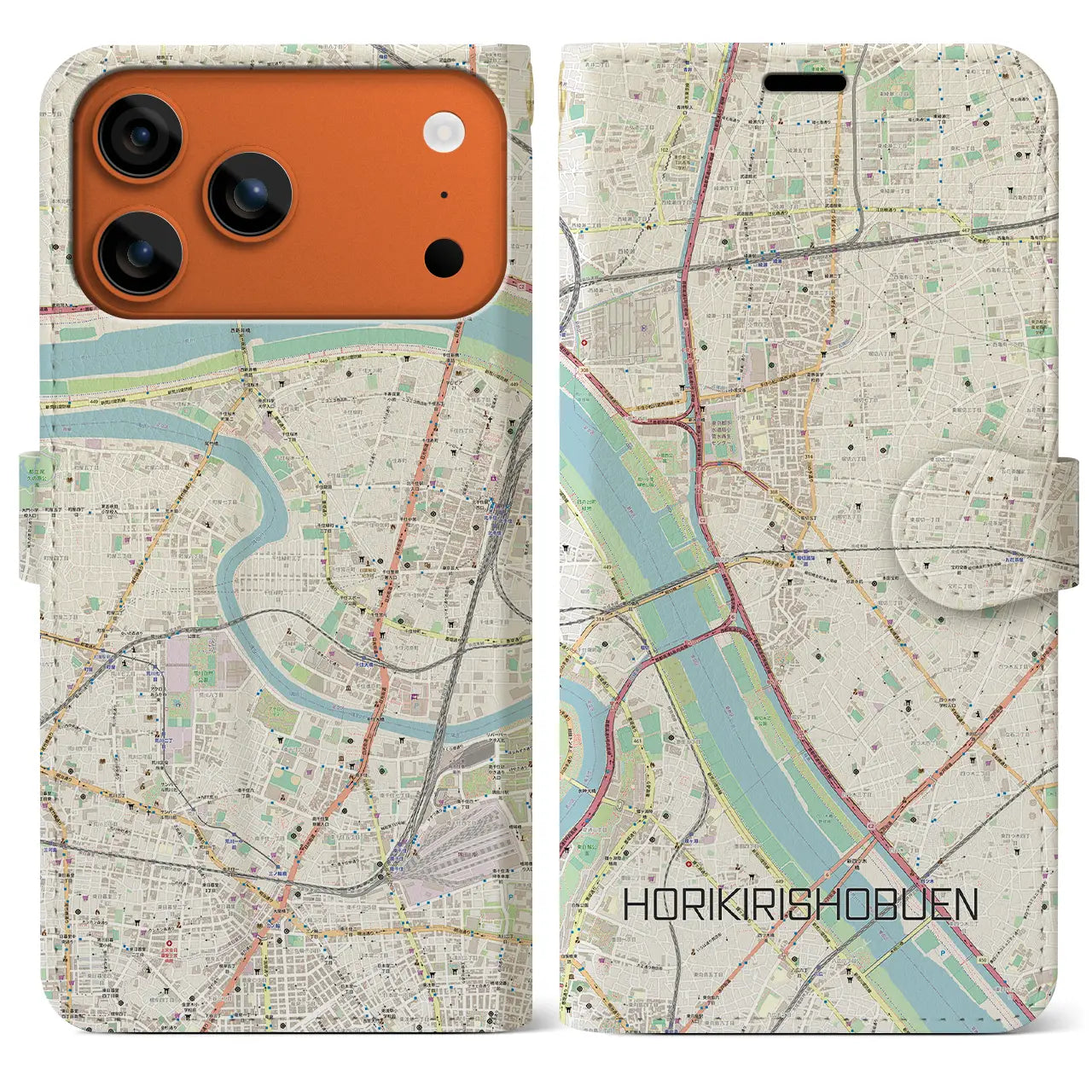 【堀切菖蒲園(東京都)】地図柄iPhoneケース(手帳タイプ)
