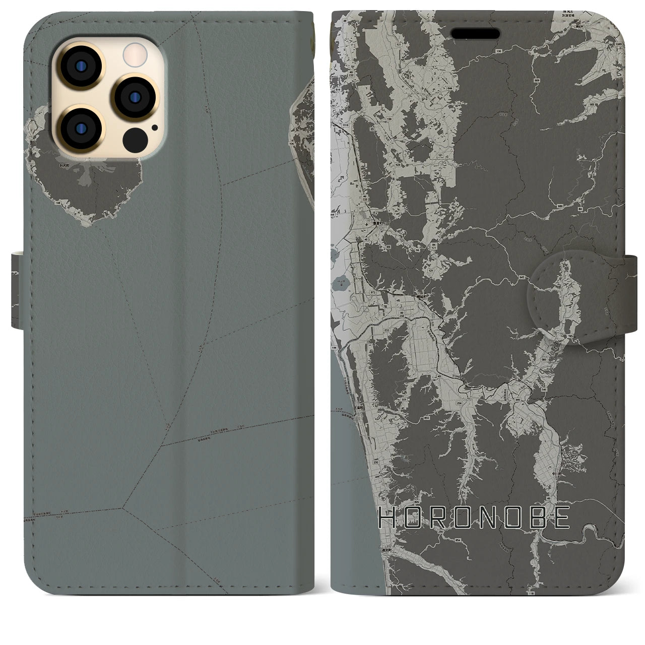 【幌延(北海道)】地図柄iPhoneケース(手帳タイプ)モノトーン・iPhone 12 Pro Max 用