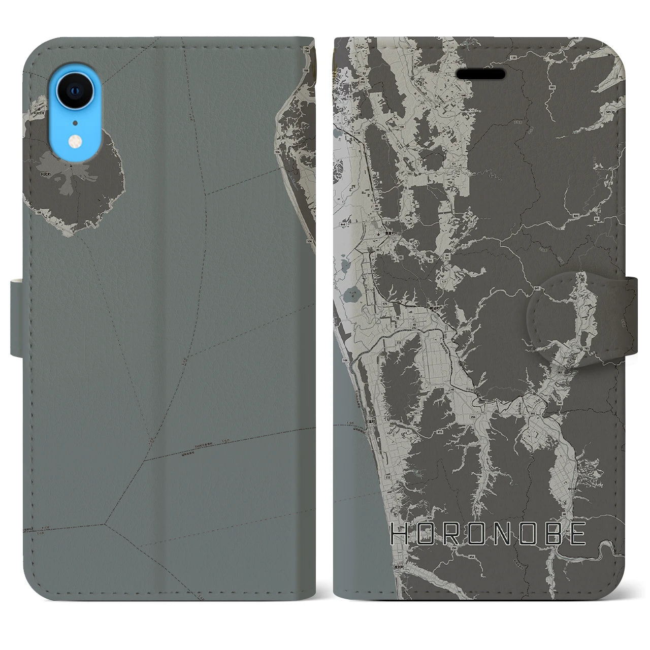 【幌延(北海道)】地図柄iPhoneケース(手帳タイプ)モノトーン・iPhone XR 用