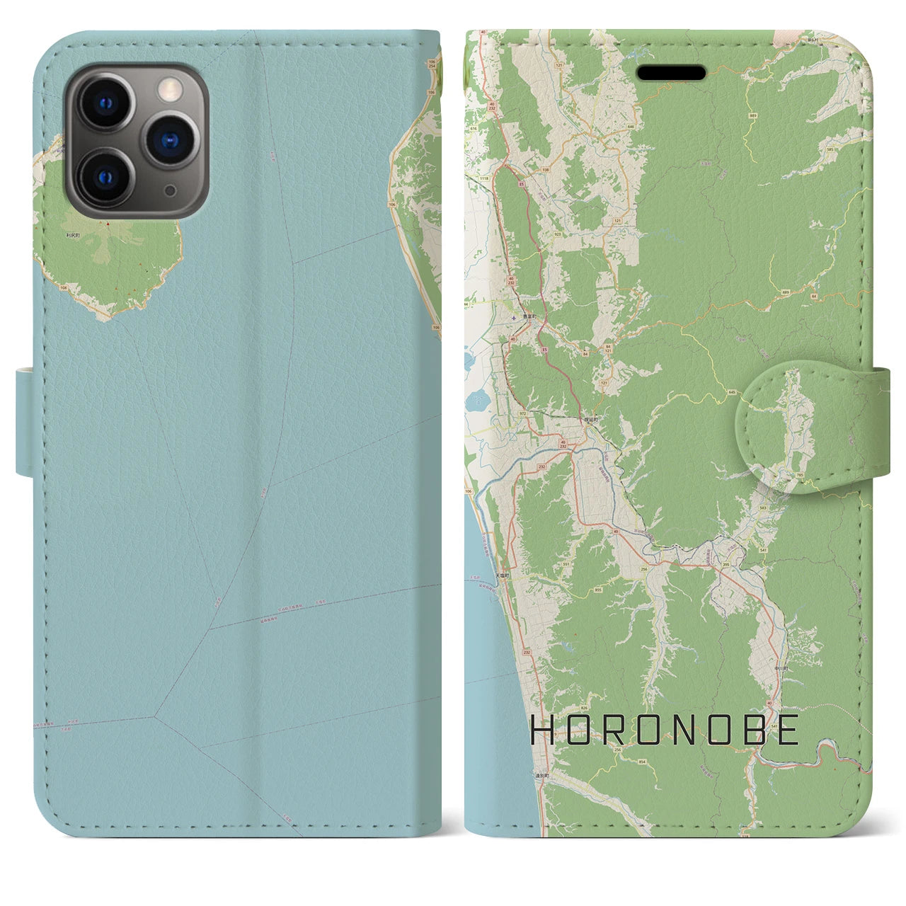 【幌延(北海道)】地図柄iPhoneケース(手帳タイプ)ナチュラル・iPhone 11 Pro Max 用