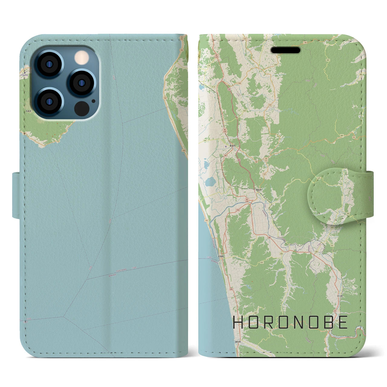 【幌延(北海道)】地図柄iPhoneケース(手帳タイプ)ナチュラル・iPhone 12 / 12 Pro 用