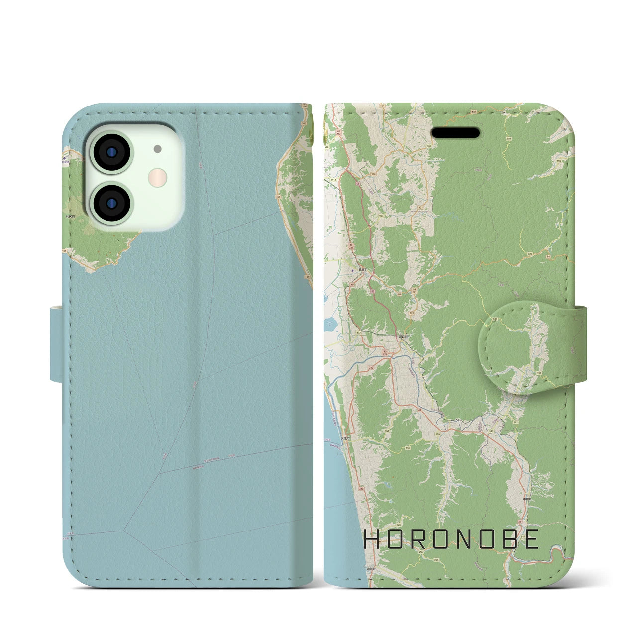 【幌延(北海道)】地図柄iPhoneケース(手帳タイプ)ナチュラル・iPhone 12 mini 用