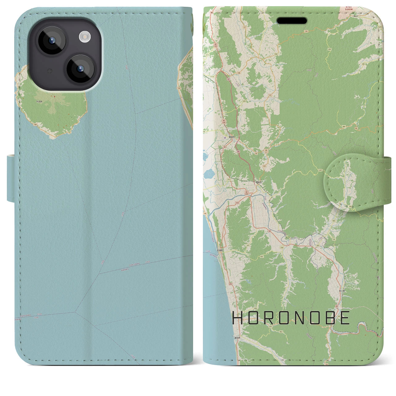 【幌延(北海道)】地図柄iPhoneケース(手帳タイプ)ナチュラル・iPhone 14 Plus 用