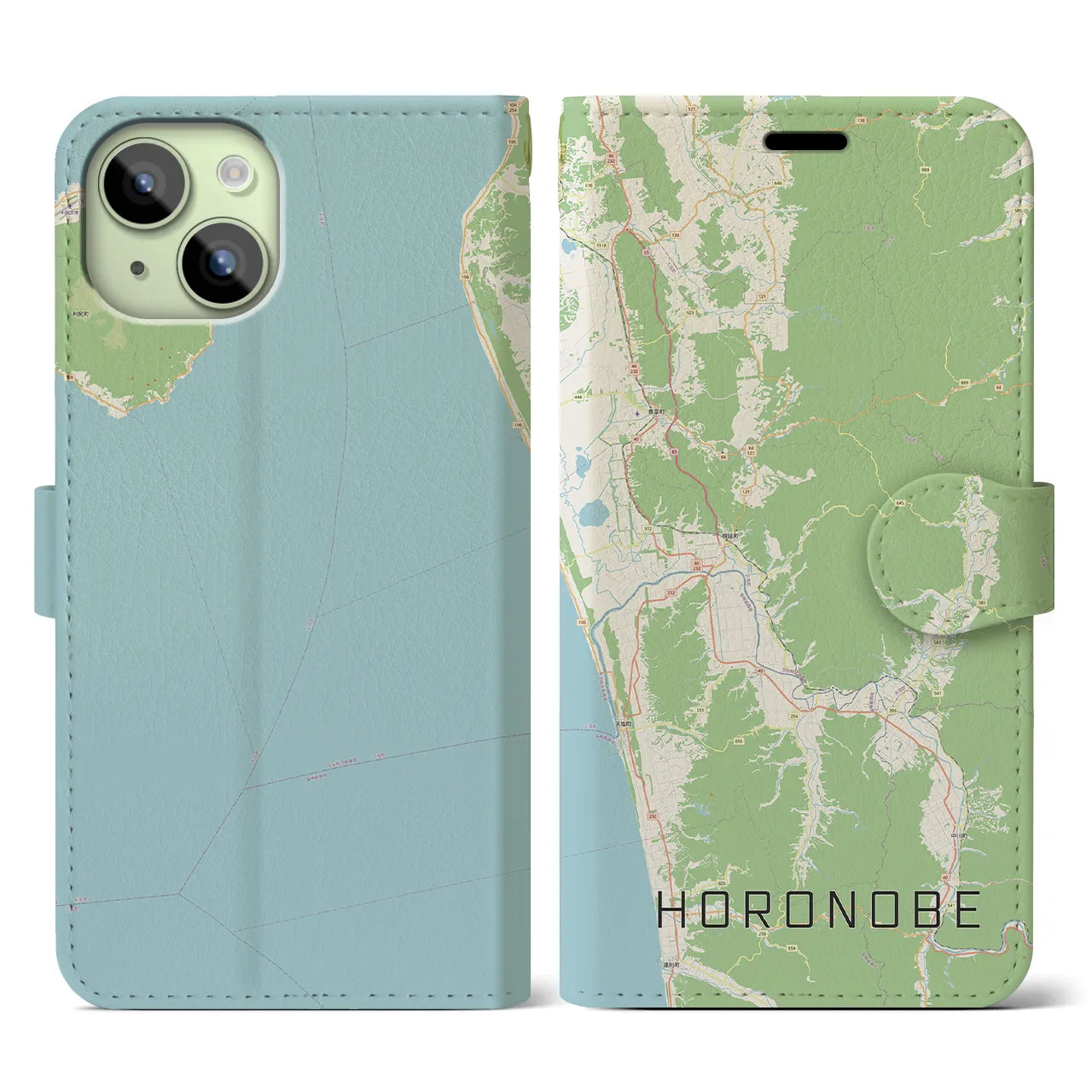 【幌延(北海道)】地図柄iPhoneケース(手帳タイプ)ナチュラル・iPhone 15 用
