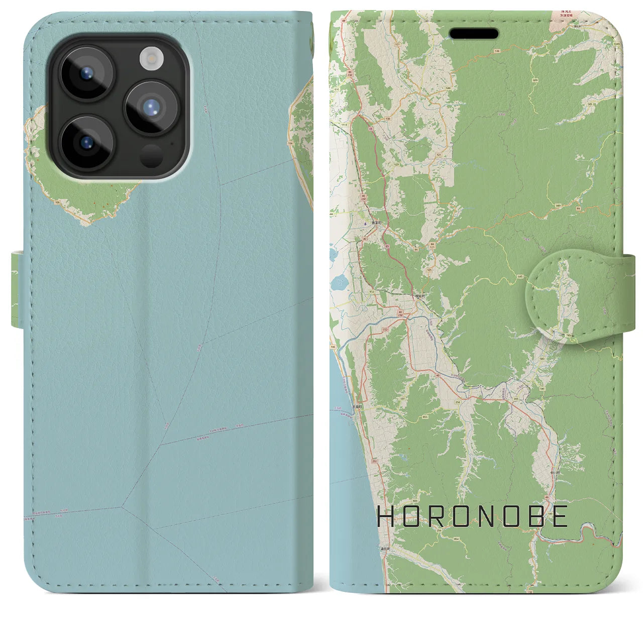 【幌延(北海道)】地図柄iPhoneケース(手帳タイプ)ナチュラル・iPhone 15 Pro Max 用