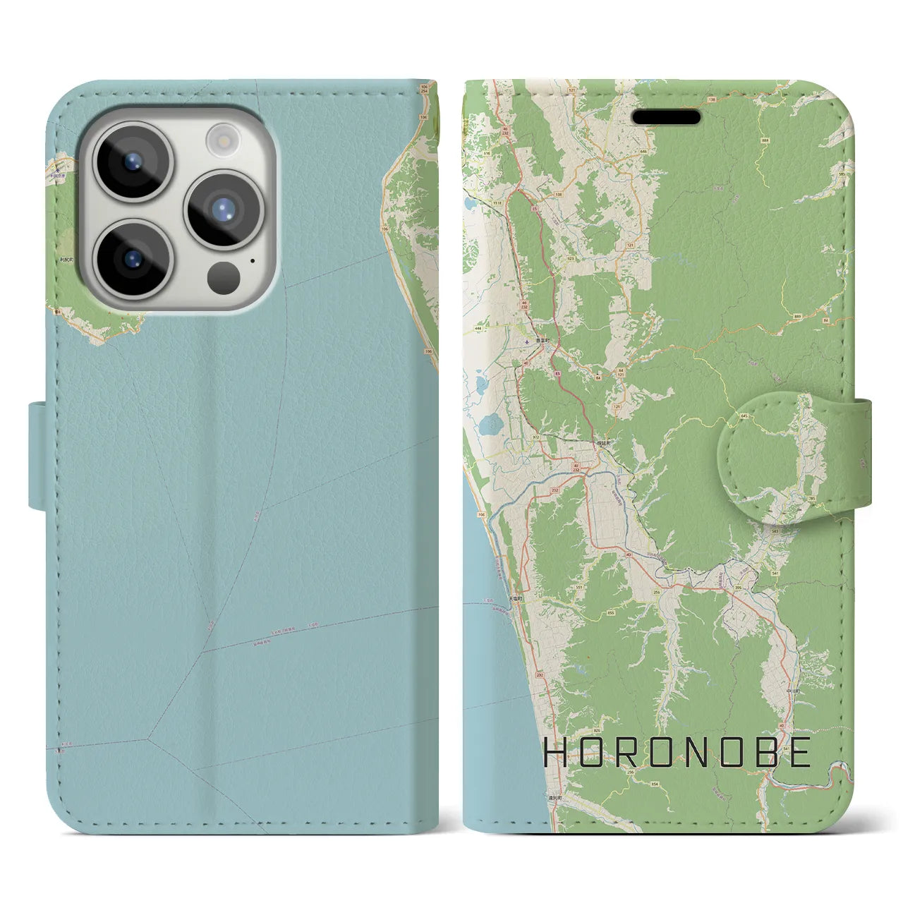 【幌延(北海道)】地図柄iPhoneケース(手帳タイプ)ナチュラル・iPhone 15 Pro 用