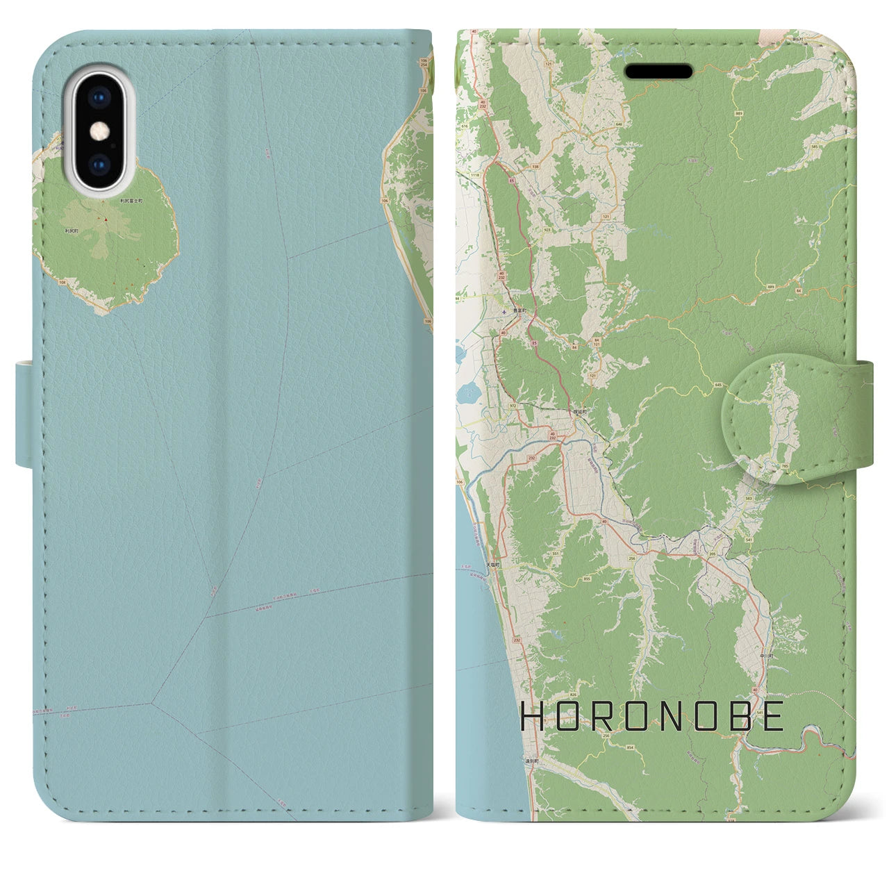 【幌延(北海道)】地図柄iPhoneケース(手帳タイプ)ナチュラル・iPhone XS Max 用