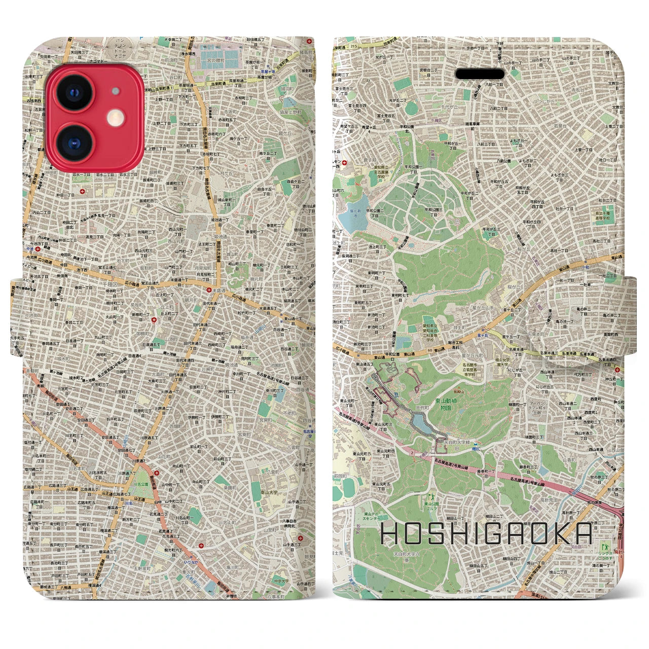 【星ヶ丘(愛知県)】地図柄iPhoneケース(手帳タイプ)