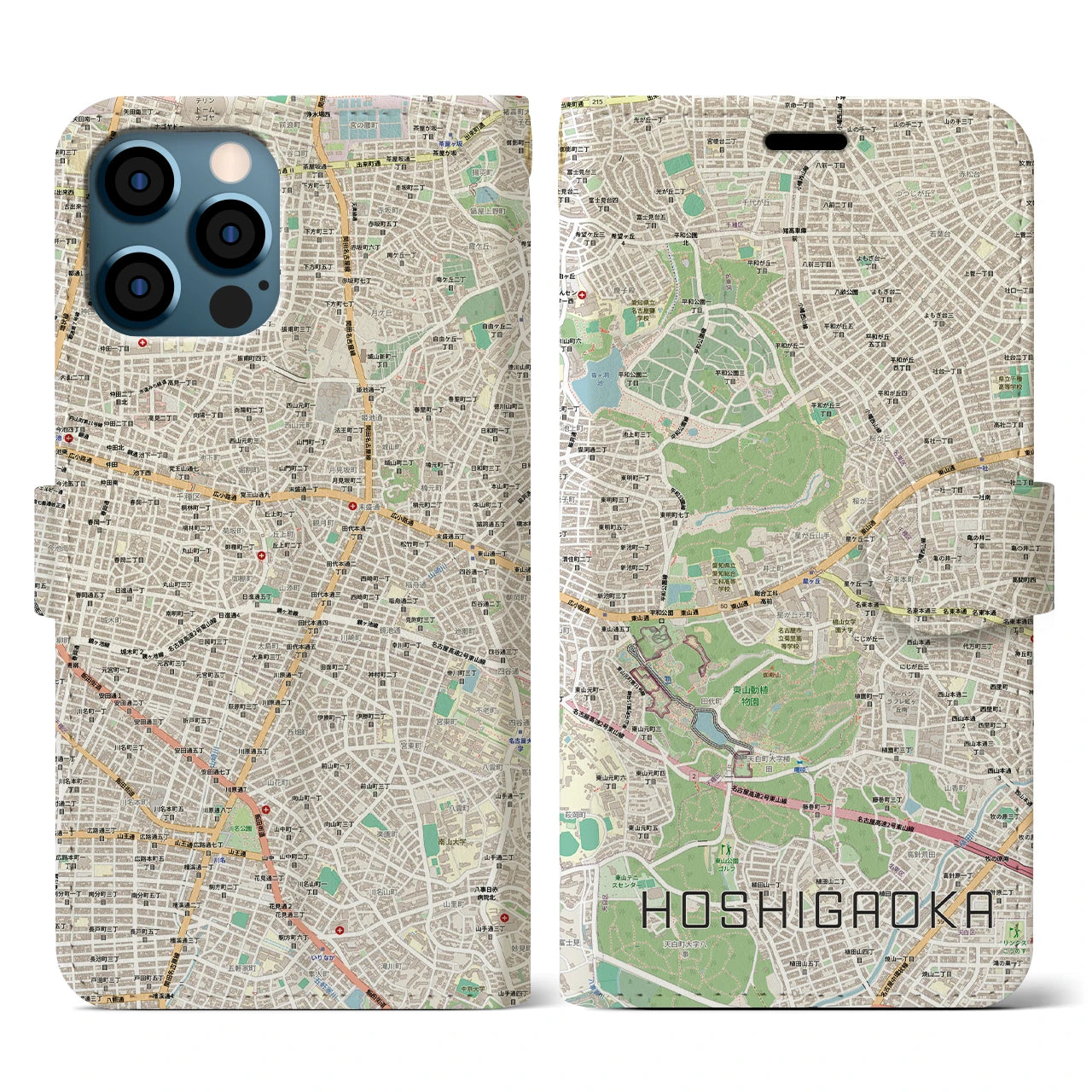 【星ヶ丘(愛知県)】地図柄iPhoneケース(手帳タイプ)