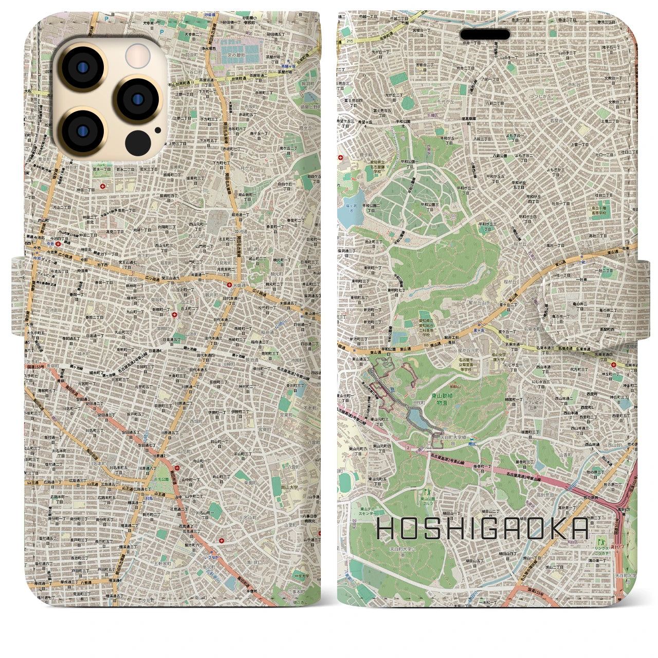 【星ヶ丘(愛知県)】地図柄iPhoneケース(手帳タイプ)