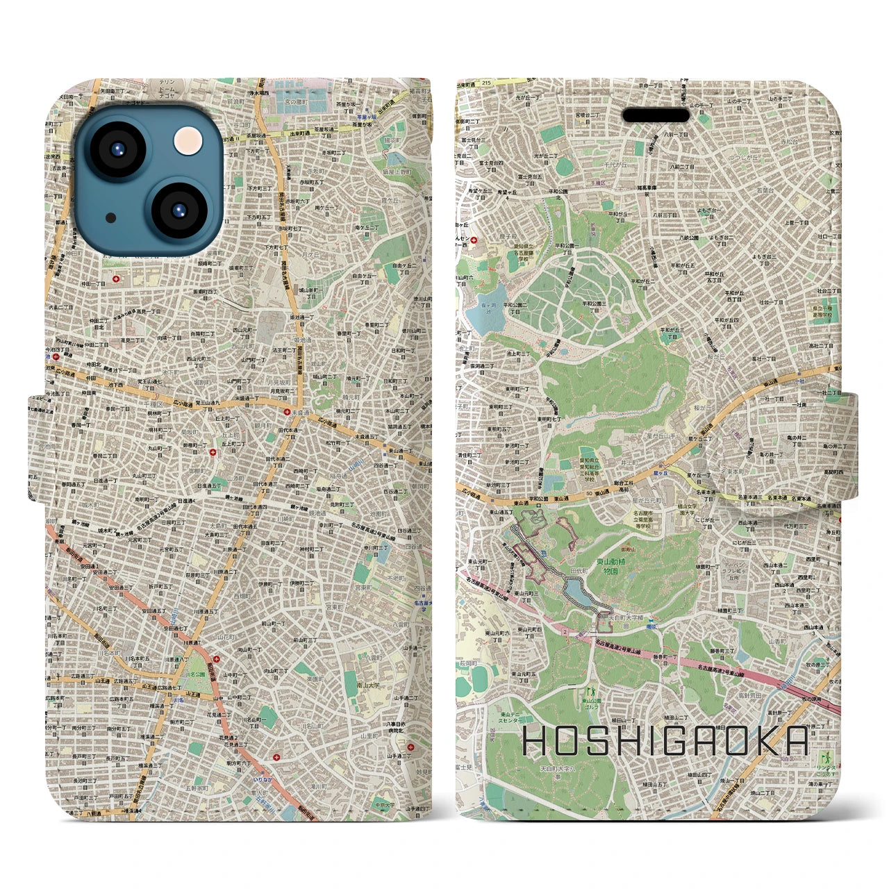 【星ヶ丘(愛知県)】地図柄iPhoneケース(手帳タイプ)