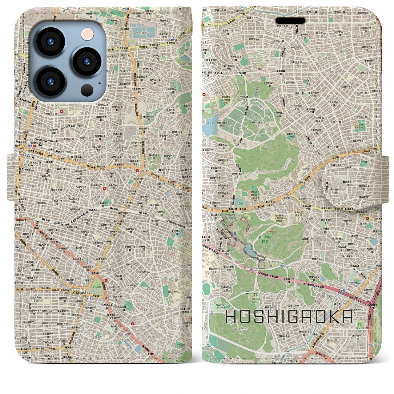 【星ヶ丘(愛知県)】地図柄iPhoneケース(手帳タイプ)