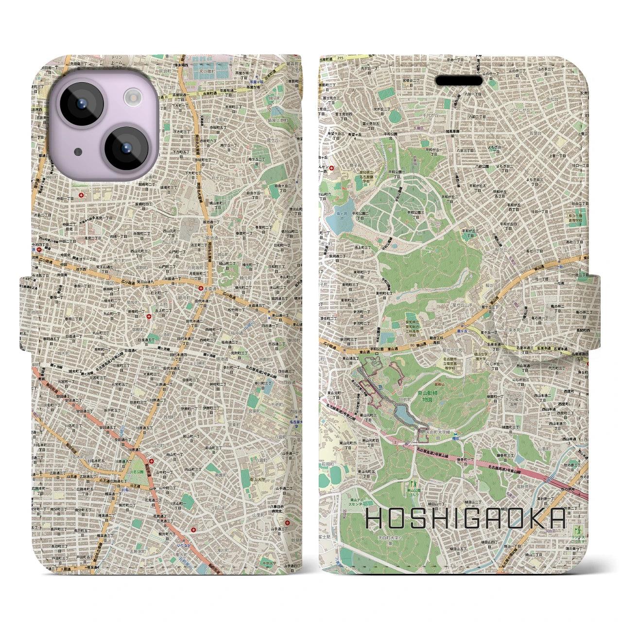 【星ヶ丘(愛知県)】地図柄iPhoneケース(手帳タイプ)