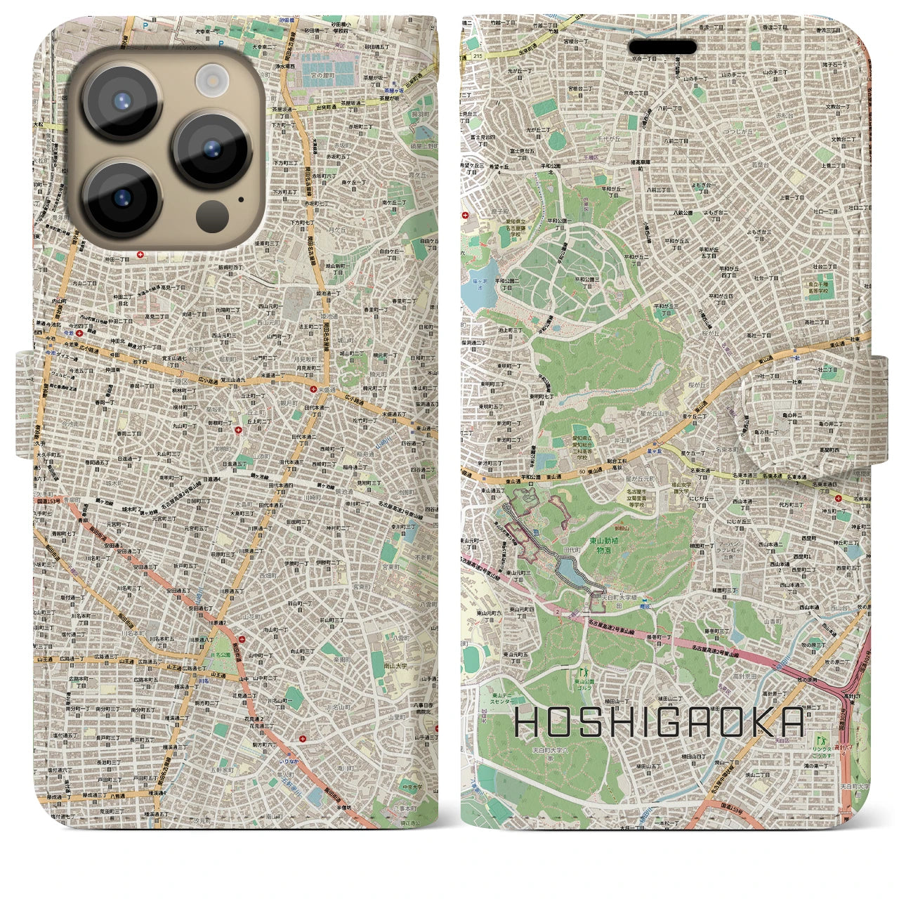 【星ヶ丘(愛知県)】地図柄iPhoneケース(手帳タイプ)