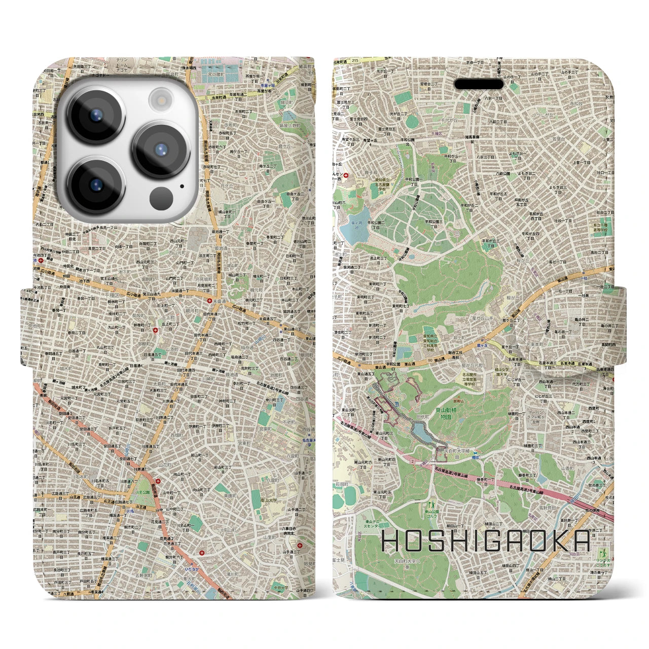【星ヶ丘(愛知県)】地図柄iPhoneケース(手帳タイプ)