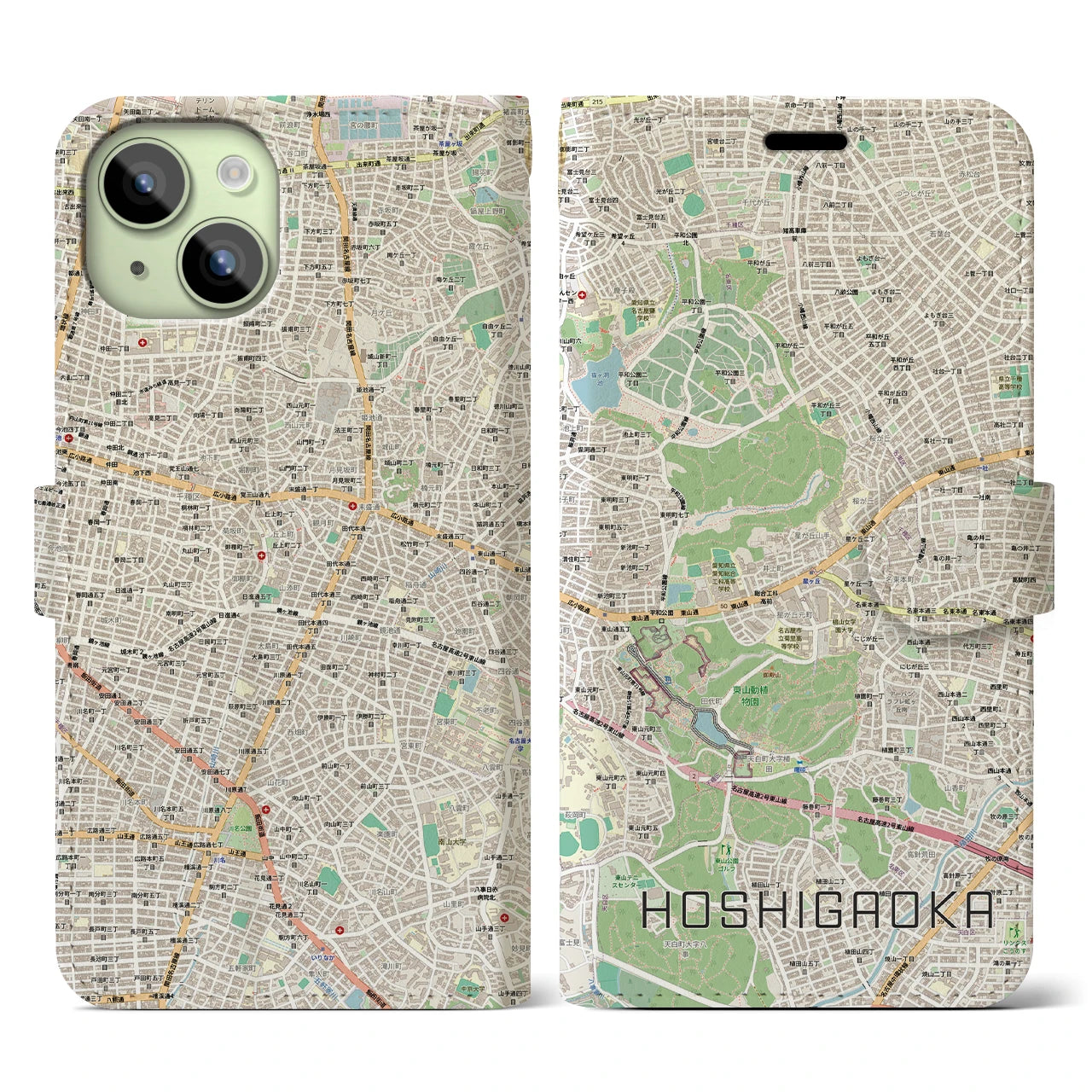 【星ヶ丘(愛知県)】地図柄iPhoneケース(手帳タイプ)