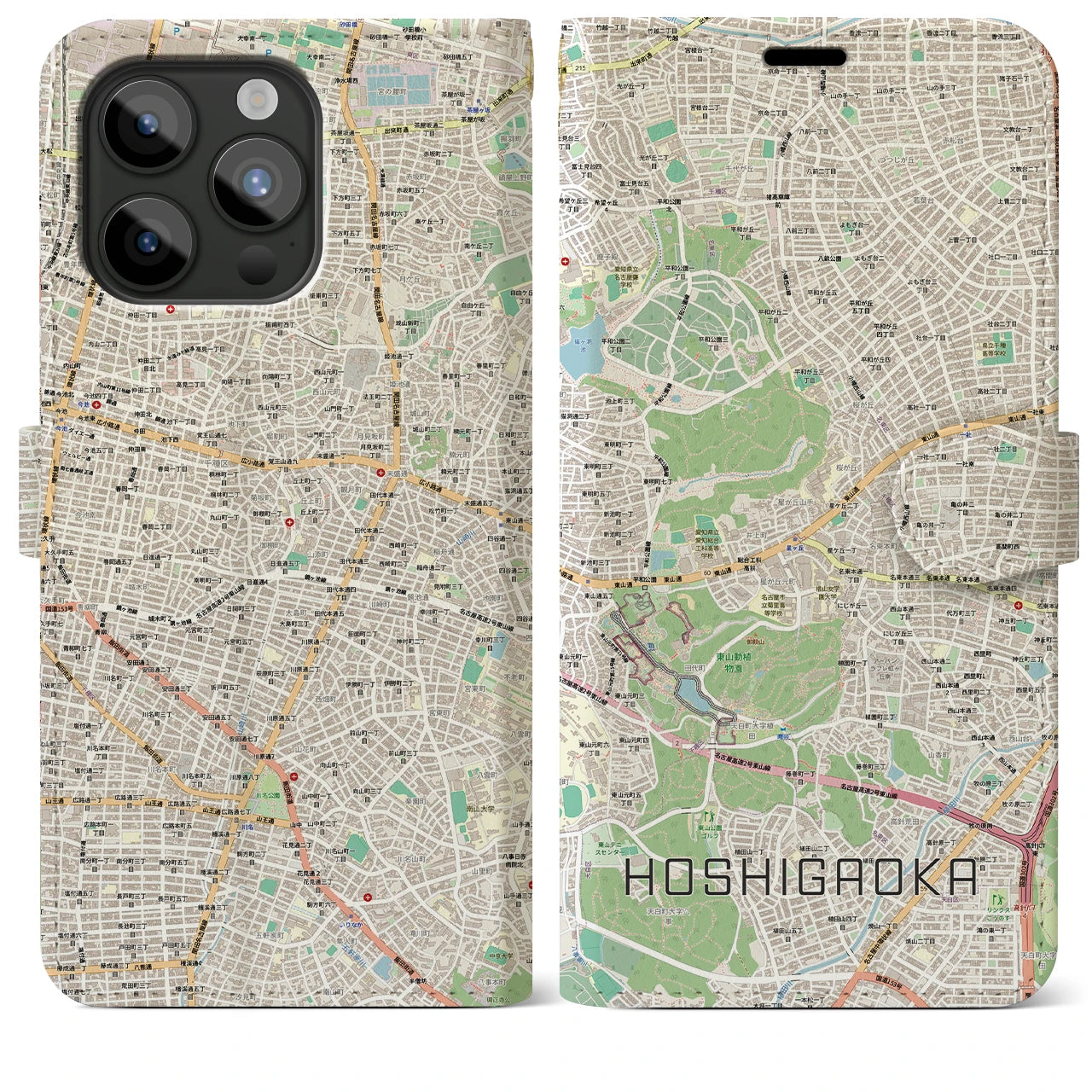 【星ヶ丘(愛知県)】地図柄iPhoneケース(手帳タイプ)