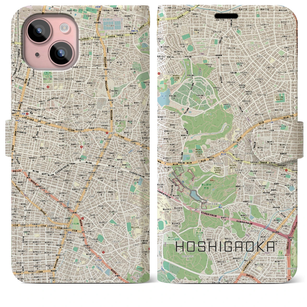 【星ヶ丘(愛知県)】地図柄iPhoneケース(手帳タイプ)