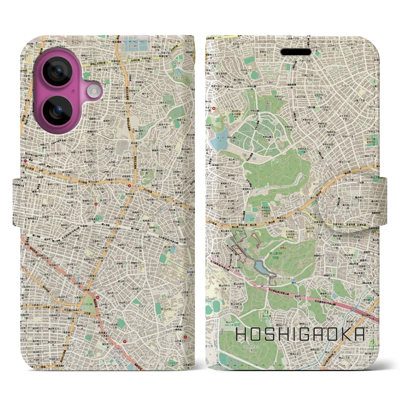 【星ヶ丘(愛知県)】地図柄iPhoneケース(手帳タイプ)