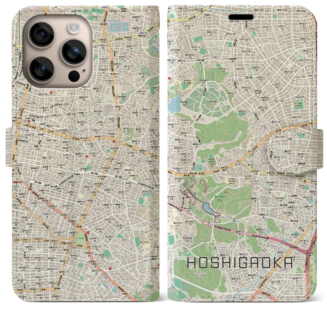 【星ヶ丘(愛知県)】地図柄iPhoneケース(手帳タイプ)