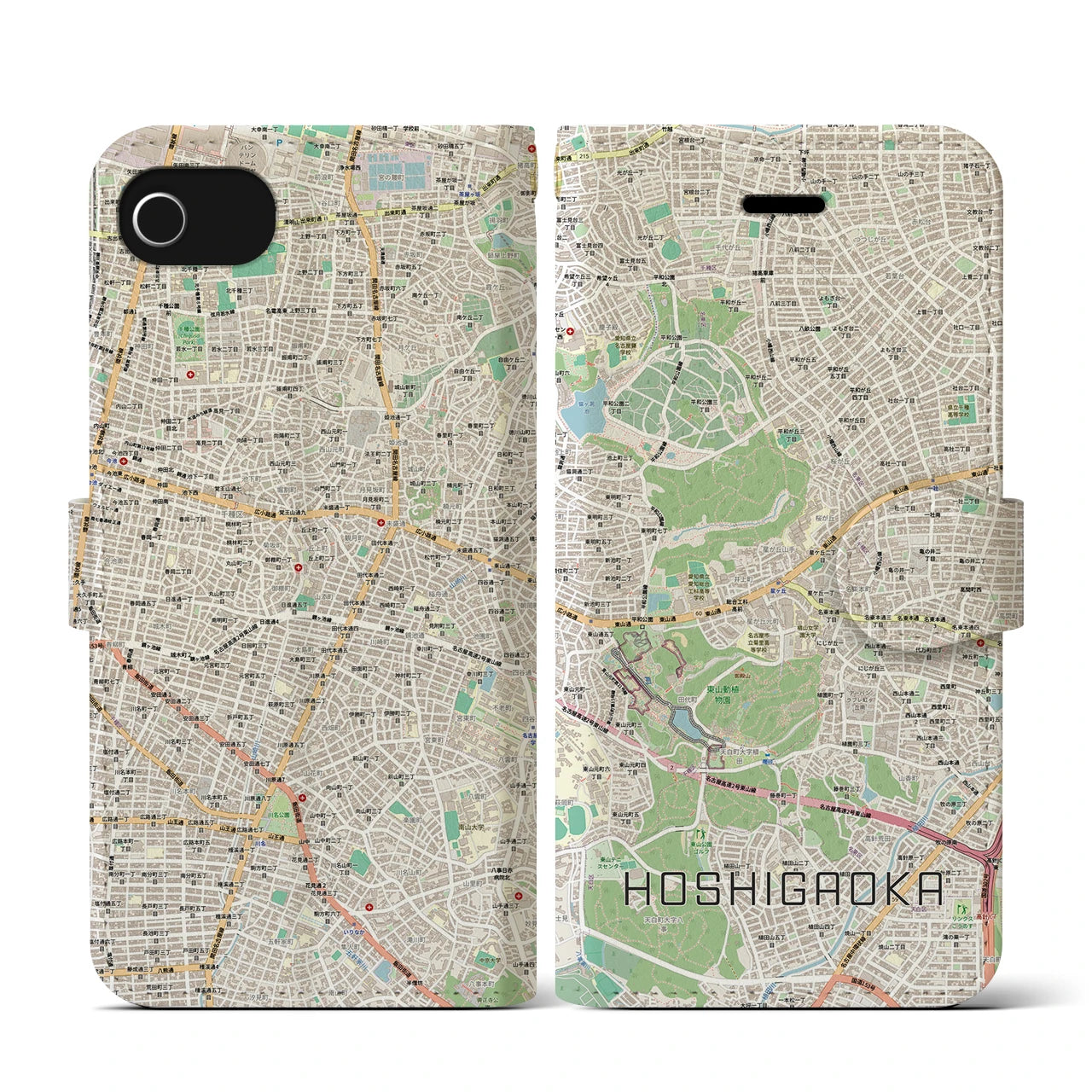 【星ヶ丘(愛知県)】地図柄iPhoneケース(手帳タイプ)