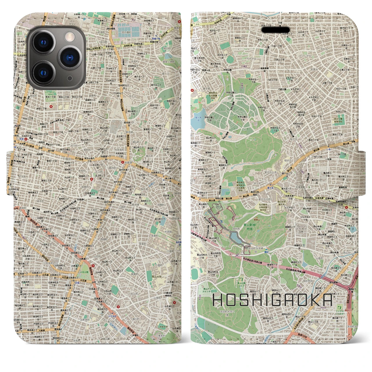 【星ヶ丘(愛知県)】地図柄iPhoneケース(手帳タイプ)