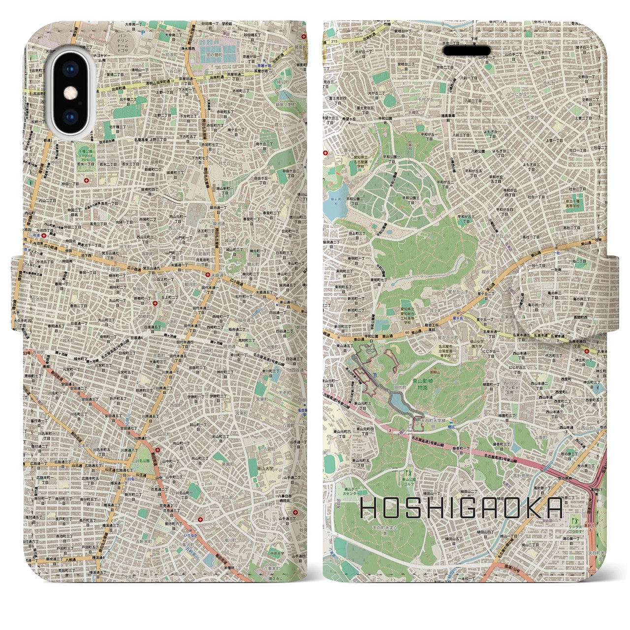 【星ヶ丘(愛知県)】地図柄iPhoneケース(手帳タイプ)