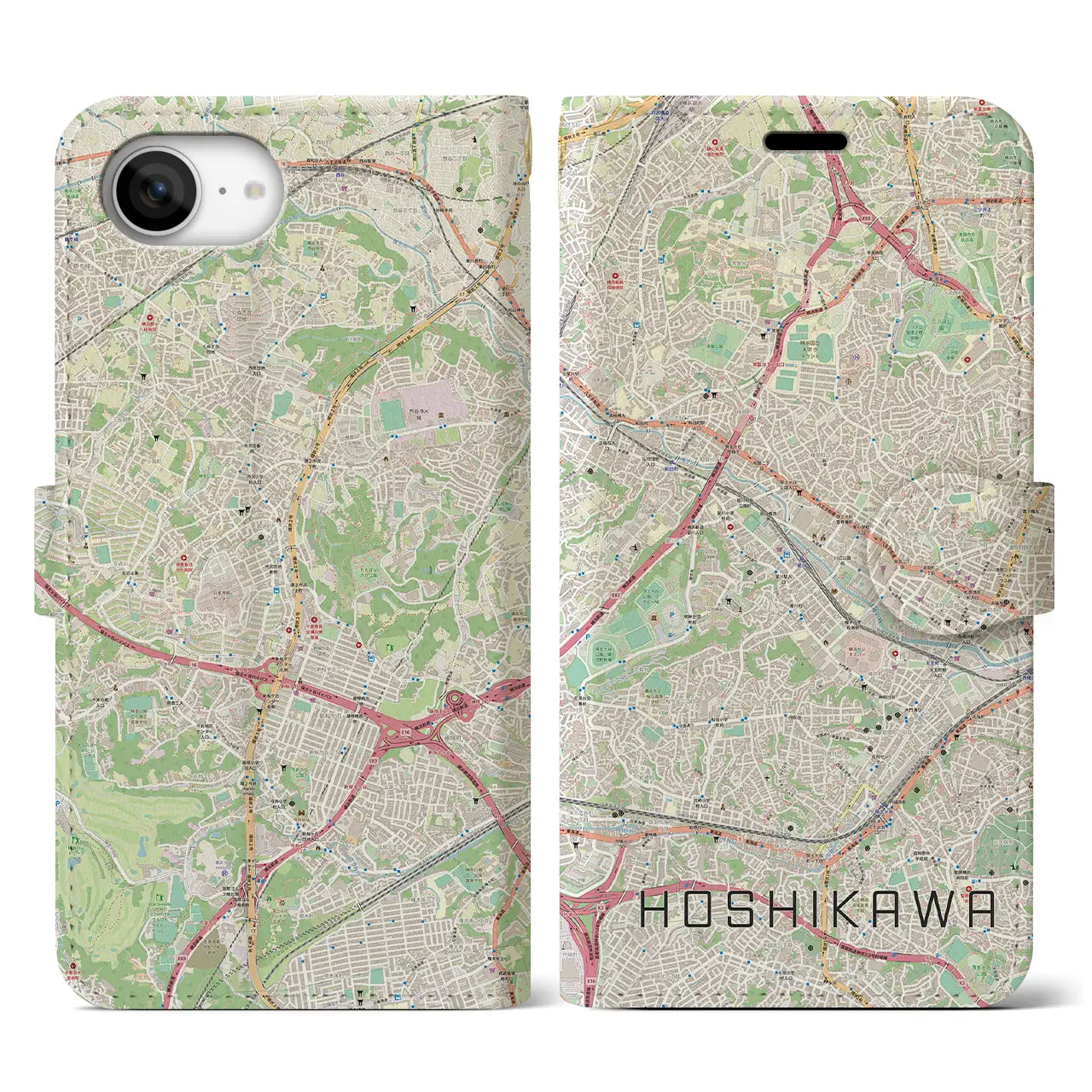 【星川(神奈川県)】地図柄iPhoneケース(手帳タイプ)