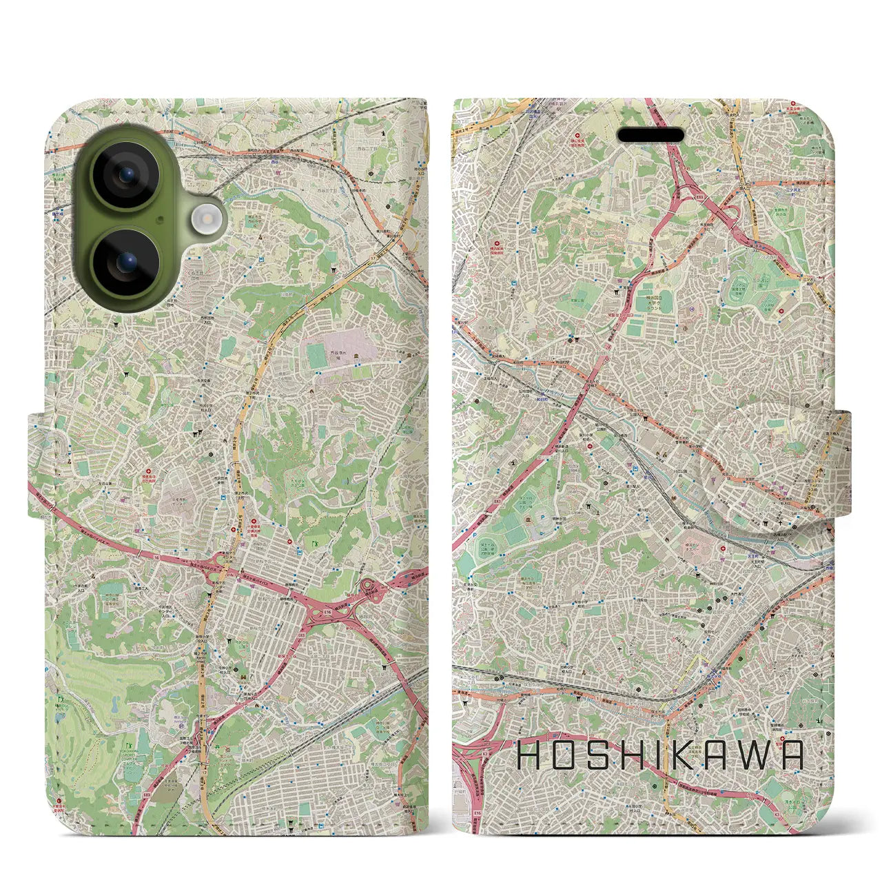 【星川(神奈川県)】地図柄iPhoneケース(手帳タイプ)