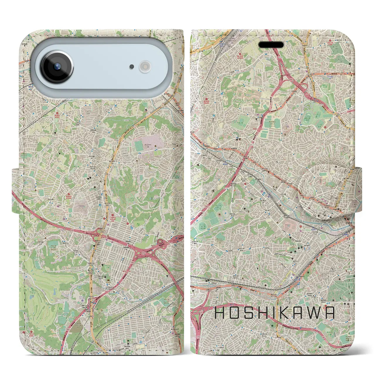 【星川(神奈川県)】地図柄iPhoneケース(手帳タイプ)モノトーン・iPhone 17 Pro Max 用