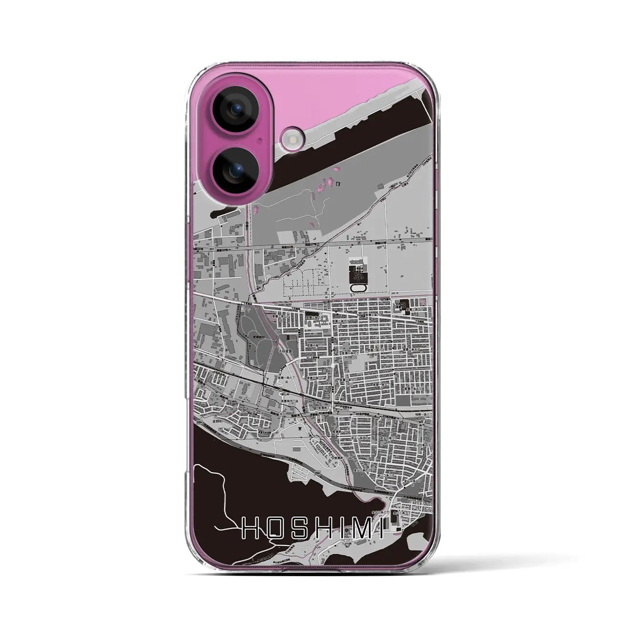 【ほしみ(北海道)】地図柄iPhoneケース(クリアタイプ)モノトーン・iPhone 16 Pro 用