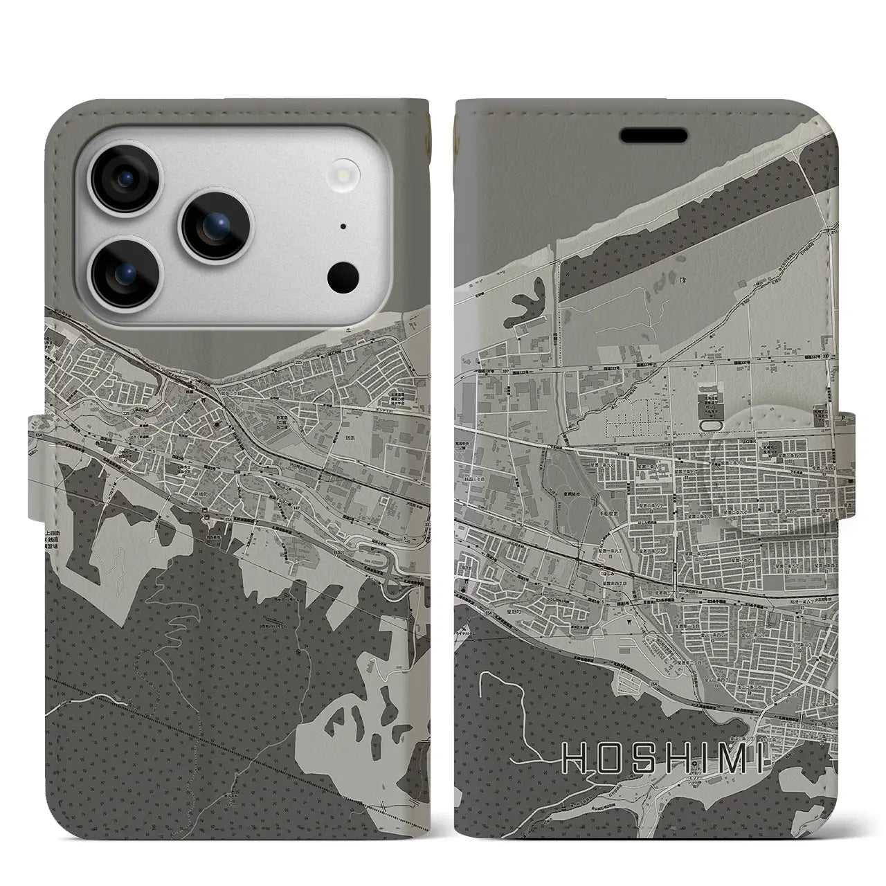 【ほしみ(北海道)】地図柄iPhoneケース(手帳タイプ)