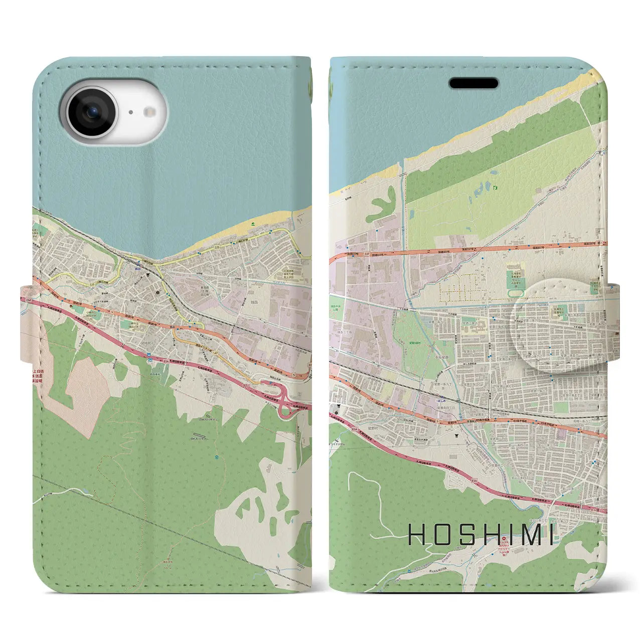 【ほしみ(北海道)】地図柄iPhoneケース(手帳タイプ)