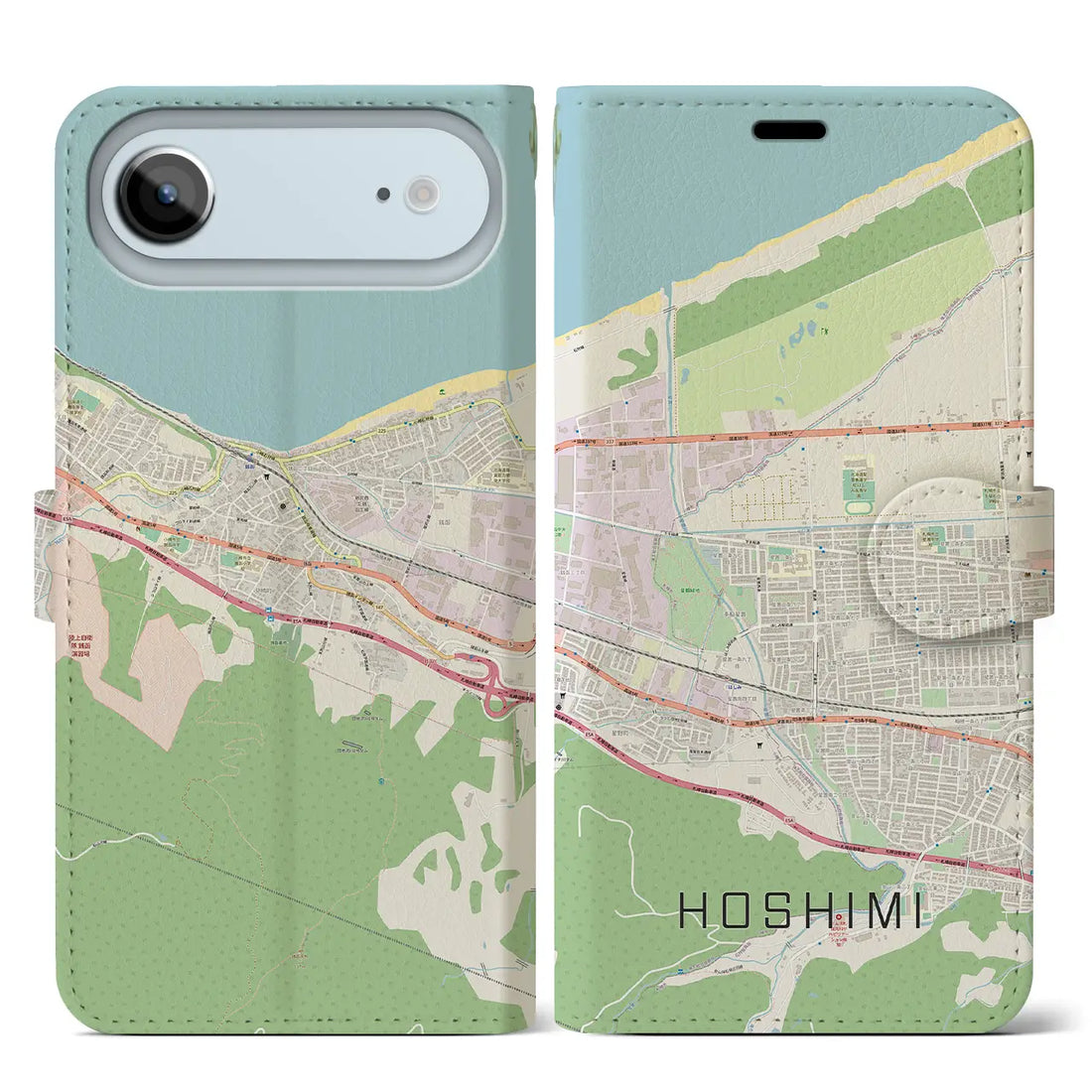 【ほしみ(北海道)】地図柄iPhoneケース(手帳タイプ)ナチュラル・iPhone 17 Pro Max 用